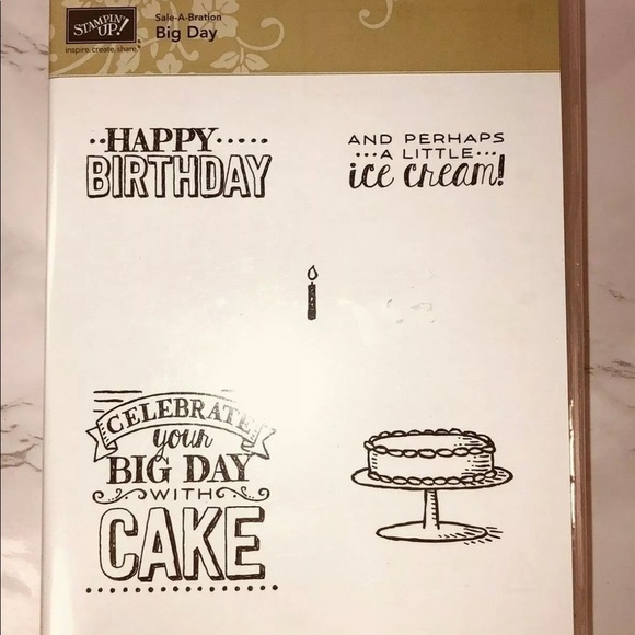 Stampin' up BIG DAY Birthday Ice Cream Cake Wood Mount Retired Already Mounted - Picture 1 of 6